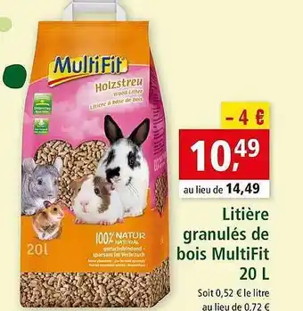 Maxi Zoo Litière Granulés De Bois Multifit 20 L offre