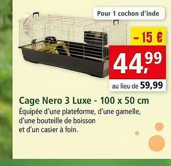 Maxi Zoo Cage Nero 3 Luxe - 100 X 50 Cm offre