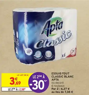 Intermarché Hyper ESSUIE-TOUT CLASSIC BLANC APTA offre