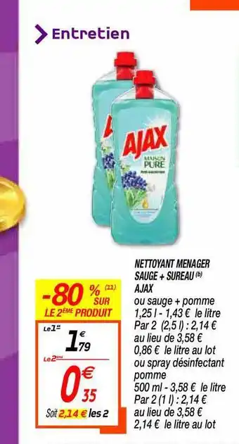 Netto Nettoyant Ménager Sauge + Sureau Ajax offre
