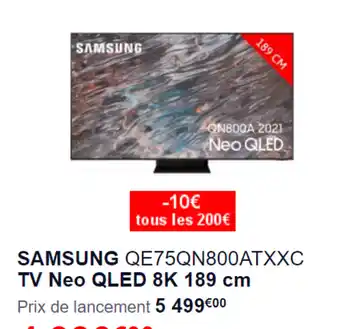 Samsung QE75QN800ATXXC Tv Neo QLED 8K 189 cm