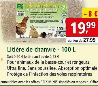 Maxi Zoo Litière De Chanvre - 100 L offre