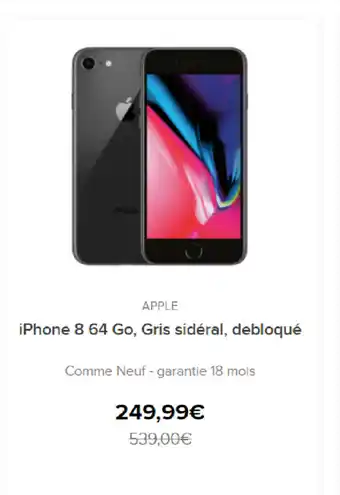 The Kase iPhone 8 64 gp, Gris Sidéral, Debloqué offre