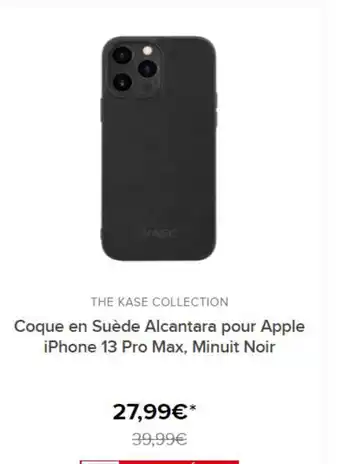 The Kase Coque en Suéde Alcantara Pour Apple iPhone 13 Pro Max, Minuit Noir offre