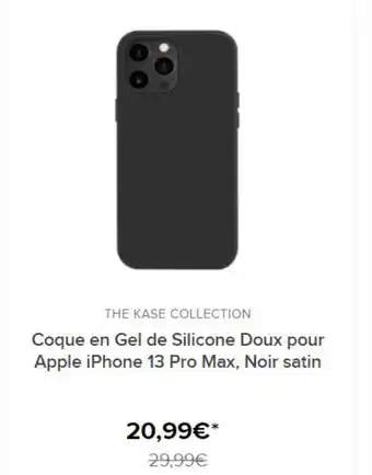 The Kase Coque En Gel De Silicone Doux Pour Apple Iphone 13 Pro Max, Noir Satin offre