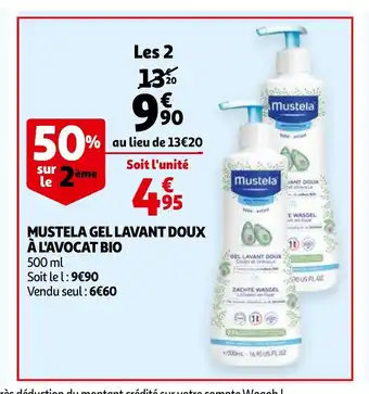 Auchan Mustela Gel Lavant Doux A L'Avocat Bio offre