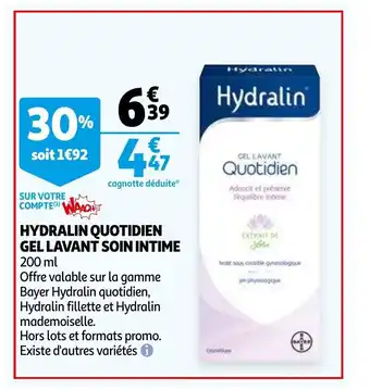 Auchan Hydralin Quotidien Gel Lavant Soin Intime offre