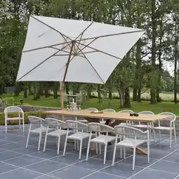 Jardiland Parasol déporté 4x3 m alu finition bois toile écrue Poseidon - Gecko Jardin offre