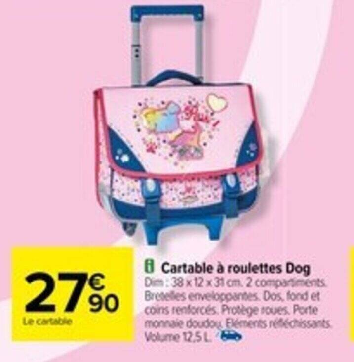 Promo Cartable a roulettes dog chez Carrefour