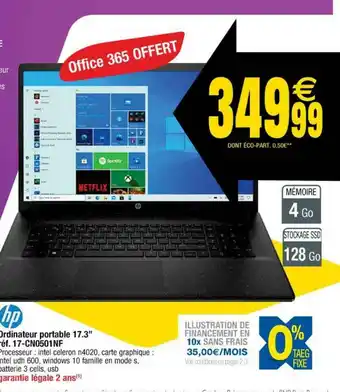 Cora x Carrefour Ordinateur Portable 17.3 offre