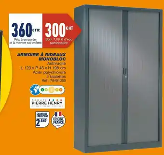 Pierre henry armoire à rideaux monobloc