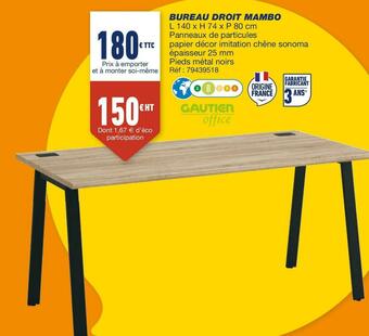 Bureau Vallée Gautien bureau droit mambo offre