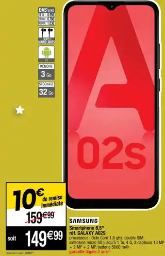 Cora x Carrefour Smartphone 6,5 réf. GALAXY A02S offre