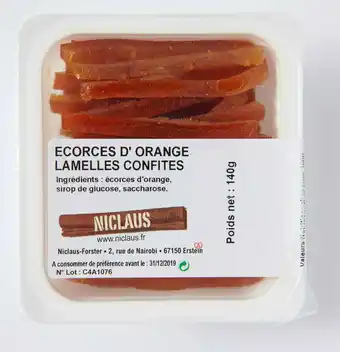 Niclaus lamelles d'écorces d'oranges