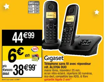Cora x Carrefour Téléphone sans fil avec répondeur réf. AL370A DU0 offre