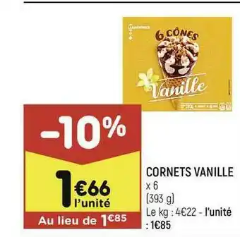 Leader Price Cornets Vanille offre