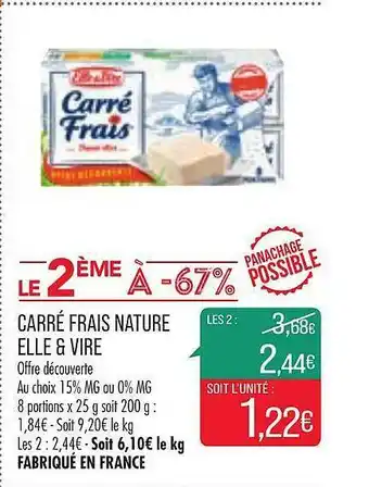Match Carré Frais Nature Elle & Vire offre