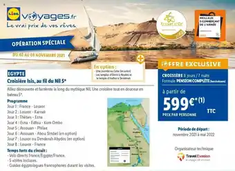 Lidl Egypte : Croisière Isis, Au Fil Du Nil 5* offre