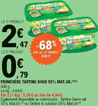 E.Leclerc Primevère tartine doux 55% mat.gr. offre