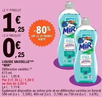 E.Leclerc Liquide vaisselle "mir" offre