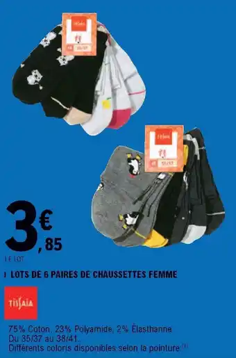 Lots de 6 paires de chaussettes femme
