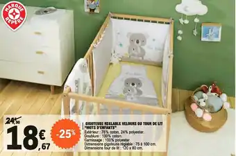 E.Leclerc Gigoteuse reglable velours ou tour de lit "mots d'enfants" offre