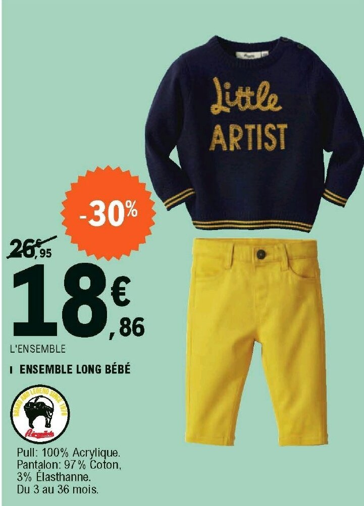Promo Ensemble Long Bebe Chez E Leclerc