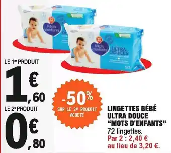 E.Leclerc Lingettes bébé ultra douce "mots d'enfants" offre