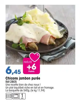 Croque Gel Chicons jambon purée offre