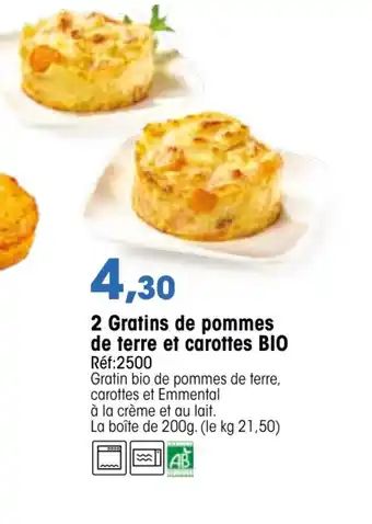 Croque Gel 2 Gratins de pommes de terre et carottes Bio offre