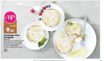 Croque Gel 5 Tarlettes citron meringuées offre