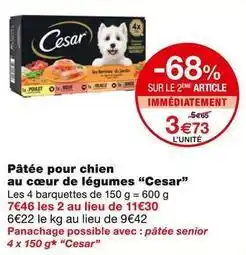 Monoprix Cesar - pâtée pour chien au cœur de légumes offre