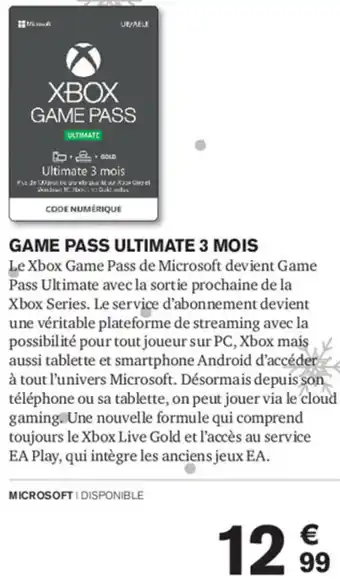 Carrefour Game Pass Ultimate 3 Mois offre