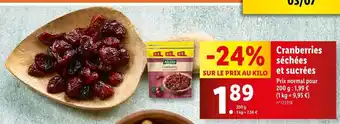 Lidl Alesto Cranberries séchées et sucrées offre