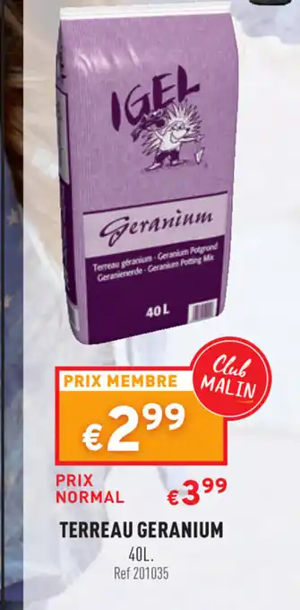 Trafic Terreau geranium offre