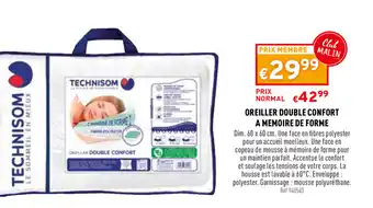 Trafic Oreiller double confort a memoire forme offre