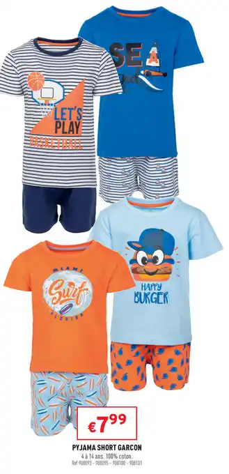 Trafic Pyjama short garcon offre