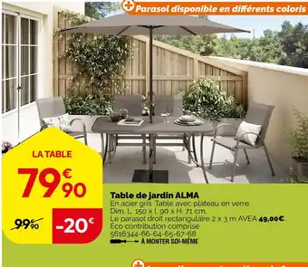Weldom Table de jardin ALMA offre
