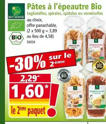 Norma BIO SONNE Pâtes à l'épeautre Bio offre