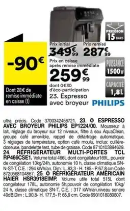 BUT Espresso avec broyeur offre