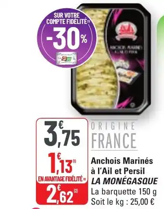 G20 Anchois Marinés à l'Ail et Persil LA MONEGASQUE offre