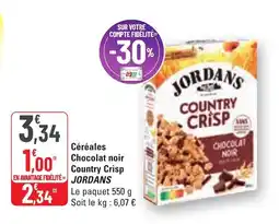 G20 Céréales Chocolat noir Country Crisp JORDANS offre