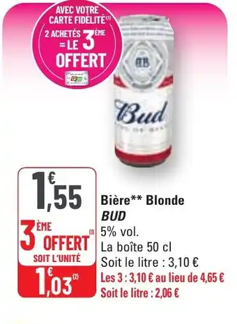 G20 Bière** Blonde BUD offre