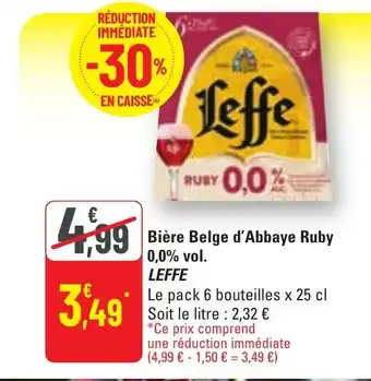 G20 Bière Belge d'Abbaye Ruby 0,0% vol. LEFFE offre