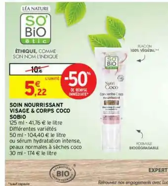 Intermarché Contact Soin Nourrissant Visage & Corps Coco Sobio offre
