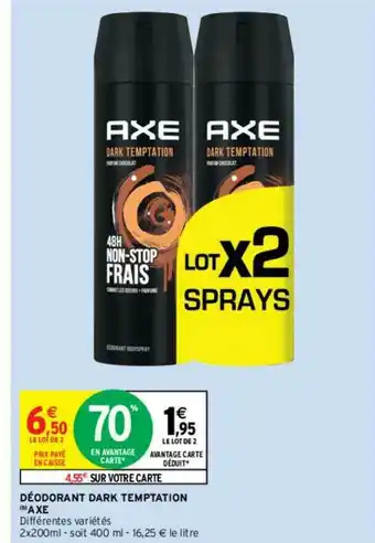 Intermarché Hyper Déodorant Dark Temptation Axe offre