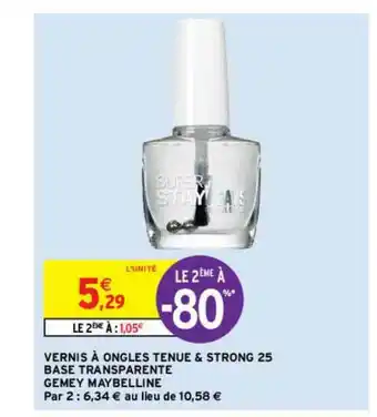 Intermarché Hyper Vernis à Ongles Tenue & Strong 25 Base Transparente Gemey Maybelline offre