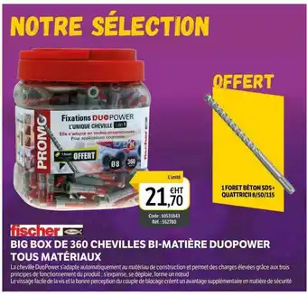 DomPro Big Box De 360 Chevilles Bi-matière Duopower Tous Matériaux Fischer offre