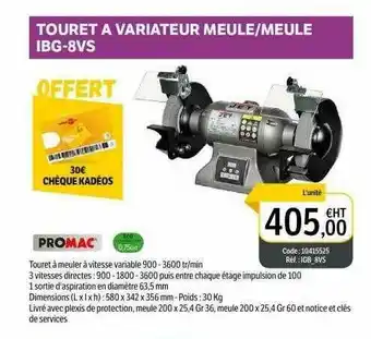 Touret à Variateur Meule - Meule Ibg-8vs