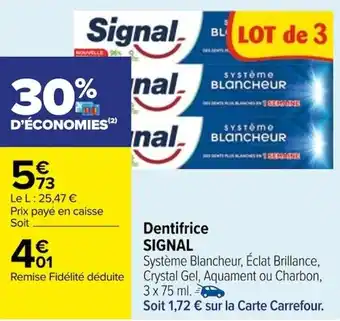 Carrefour Dentifrice SIGNAL offre